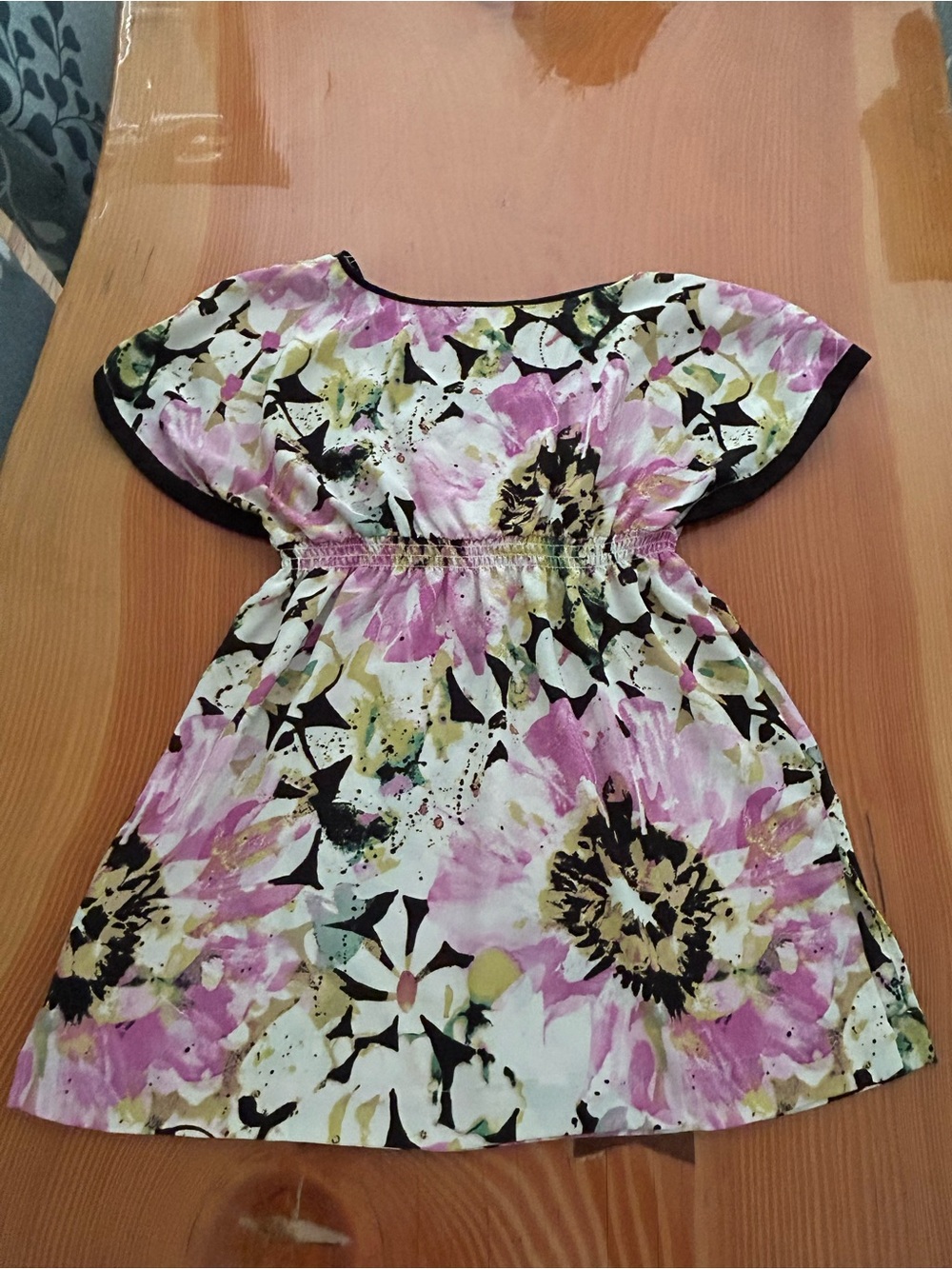 Matty M Tunic Pink, Green & Black Floral Short Sleeve - Picture 6 of 8